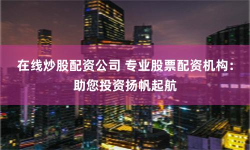 在线炒股配资公司 专业股票配资机构:助您投资扬帆起航